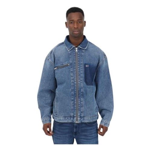 Tommy Jeans Oversized Jeansjacka med Dragkedja och Fickor Blue, Herr