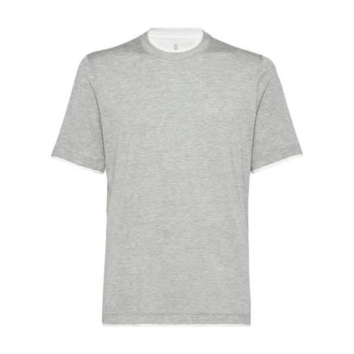 Brunello Cucinelli Grå Bomull Crew Neck T-shirt Gray, Herr