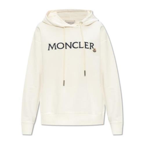 Moncler Huvtröja med logotyp White, Dam