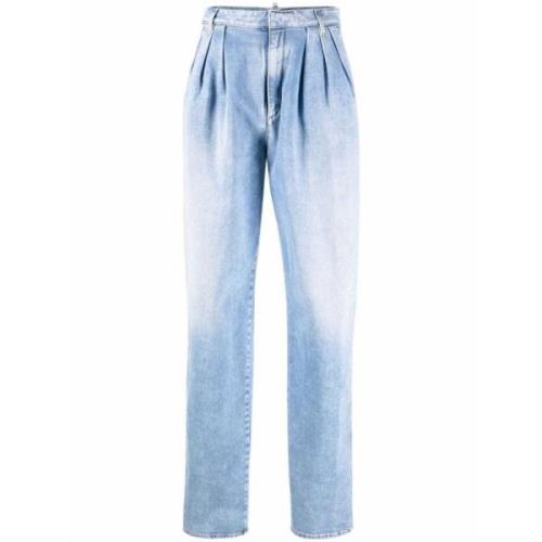 Dsquared2 Högmidjade boxy jeans med plissering Blue, Dam