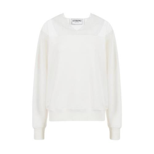 Iceberg Sweatshirt med logo och organza-detaljer Beige, Dam