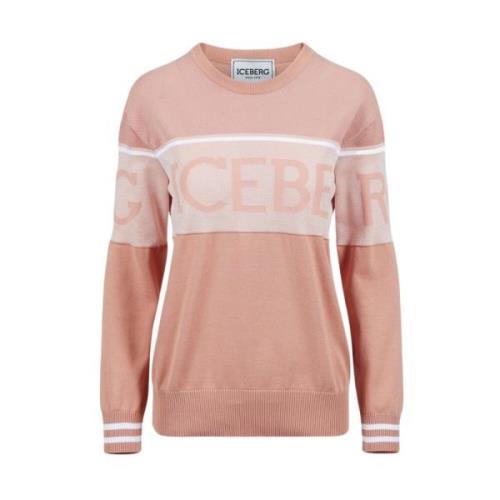 Iceberg Jacquard Logo Crewneck Sweater Pink, Dam