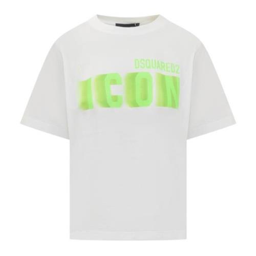 Dsquared2 Vit Crew Neck T-shirt med Bokstäver White, Dam