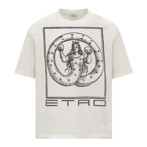 Etro Tryckt T-shirt Kollektion White, Herr