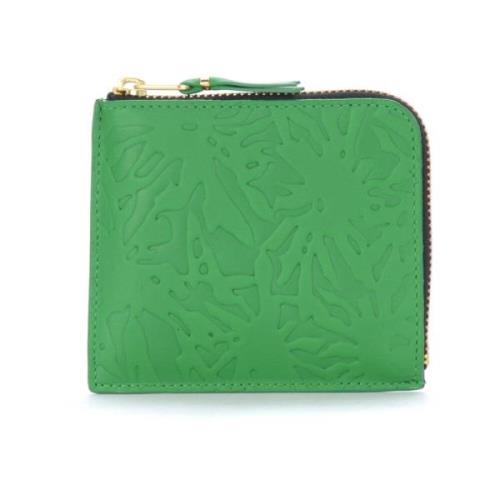 Comme des Garçons Präglad skog läderplånbok Green, Unisex