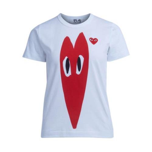 Comme des Garçons Play Dam T-shirt med hjärttryck White, Dam