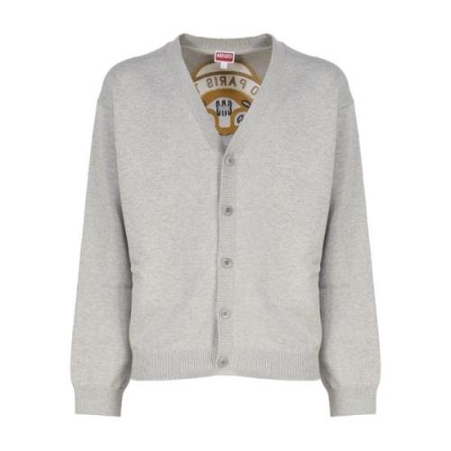 Kenzo Grå Academy Cardigan med Bakdekoration Gray, Herr