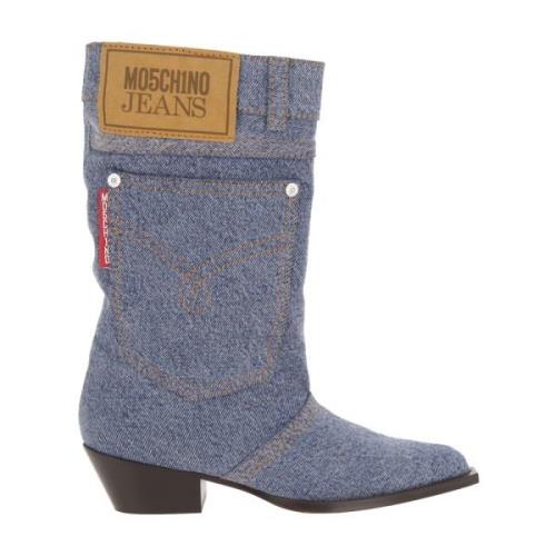 Moschino Denim Texano Stövlar Blue, Dam