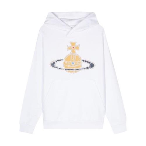 Vivienne Westwood Vit Ekologisk Bomullströja med Signatur Orb Print Wh...