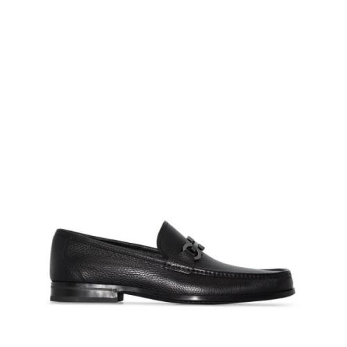 Salvatore Ferragamo Svarta läderloafers med Gancini-hardware Black, He...