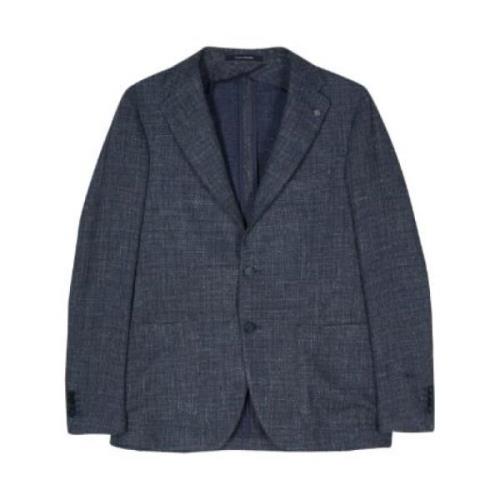 Tagliatore Marinblå Melange Blazer med Knappdetaljer Gray, Herr