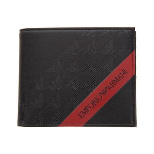 Emporio Armani Svart Herr Plånbok med Örn Logotyp Black, Herr