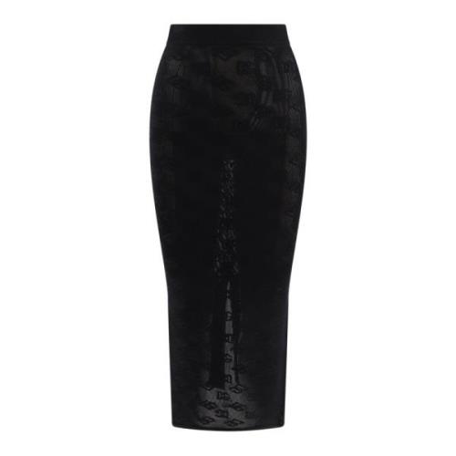 Dolce & Gabbana Svart kjol med hög midja och slits bak Black, Dam