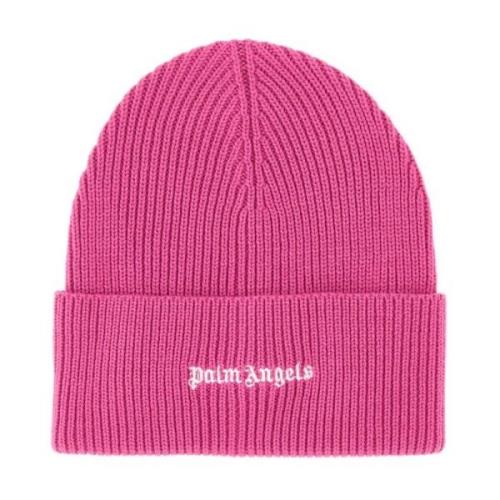 Palm Angels Rosa ullblandad beanie mössa Pink, Dam