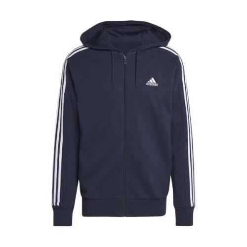 Adidas Sportig Blå Zip Sweatshirt med 3-Stripes Blue, Herr