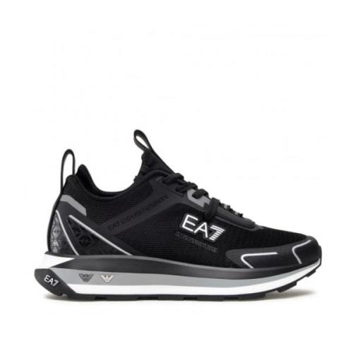 Emporio Armani EA7 Svarta sneakers för män med kontrastlogotyp Black, ...