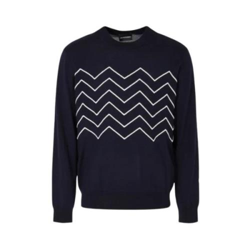 Emporio Armani Tryckt Pullover Blue, Herr