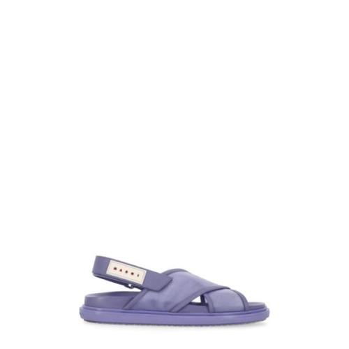 Marni Lila Läder- och Tekniskt Tyg Sandaler Purple, Dam