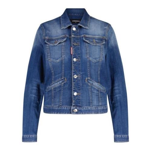 Dsquared2 Stretch Denim Boyfriend Jacka Blue, Dam