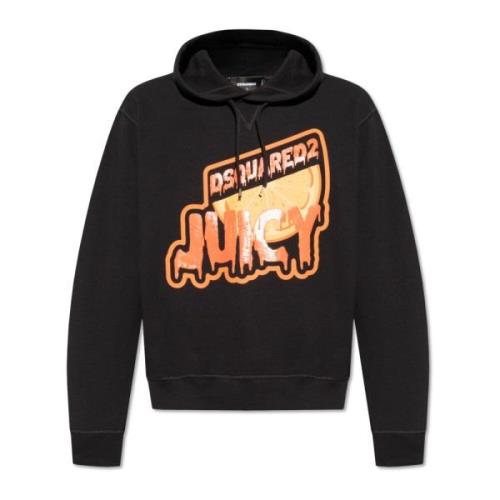 Dsquared2 Hoodie med logotryck Black, Herr