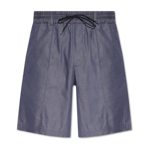 Emporio Armani Cotton shorts with logo Blue, Herr