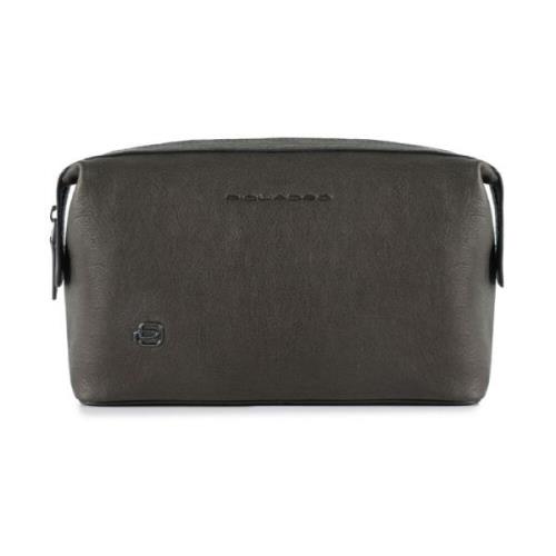 Piquadro Mörkbrun Läderclutch Brown, Dam