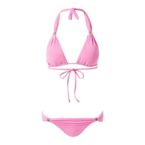 Melissa Odabash Rosa Halterneck Bikini Topp med Gyllene Trims Pink, Da...