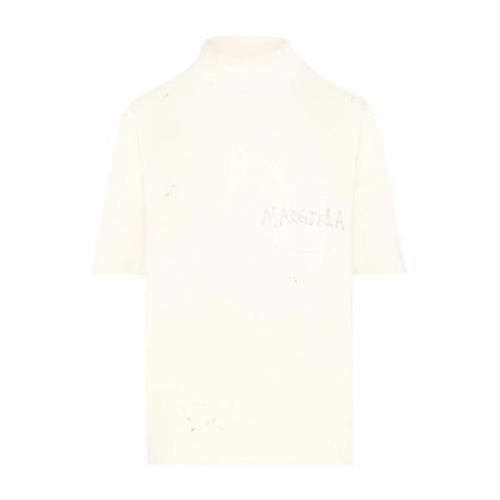Maison Margiela Handskriftsprint Turtleneck T-shirts och Polos White, ...