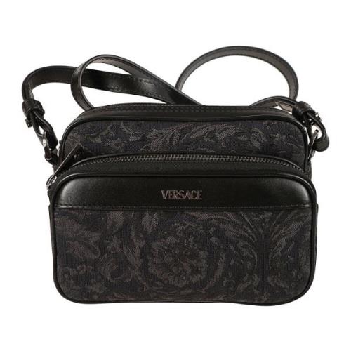 Versace Tyg Jacquard Crossbody Väska Black, Herr