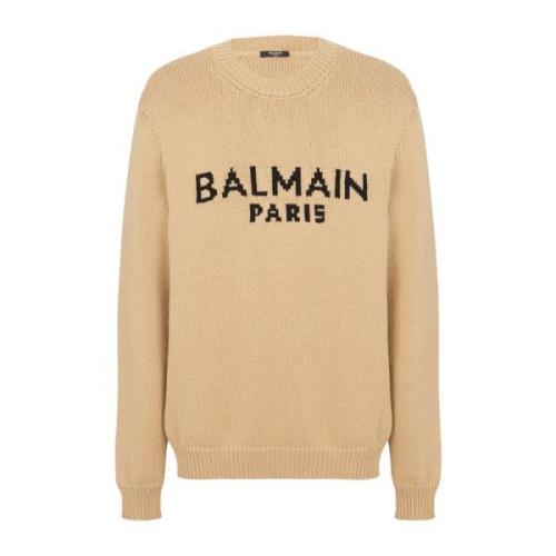 Balmain Merinoullströja Beige, Herr