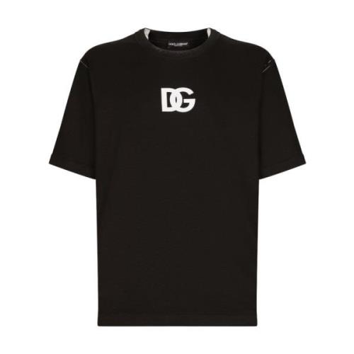 Dolce & Gabbana Stilren Logo-Print T-Shirt för Män Black, Herr