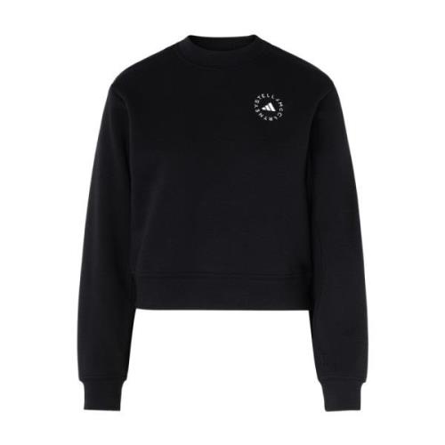 Adidas by Stella McCartney Svart bomullssweatshirt med tryckt logotyp ...