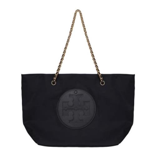 Tory Burch Ella Logo-Patch Väska Black, Dam