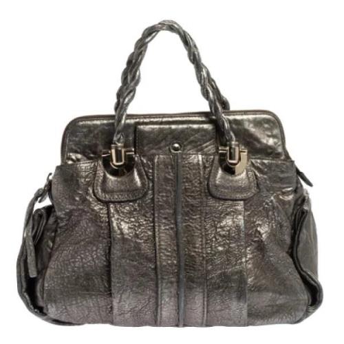 Chloé Pre-owned Pre-owned Laeder handvskor Gray, Dam