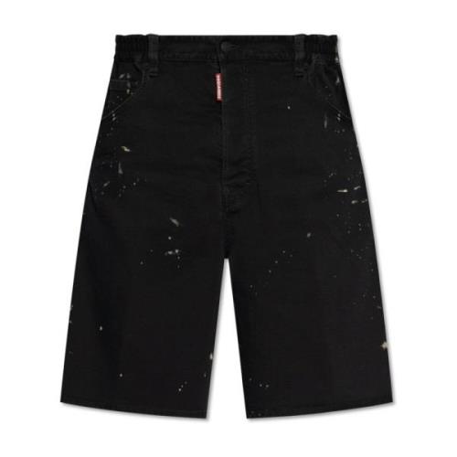 Dsquared2 Grå Surfer Shorts med Silverapplikationer Black, Herr