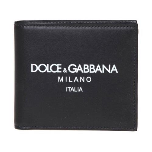 Dolce & Gabbana Svart läderplånbok med logotyp Black, Herr