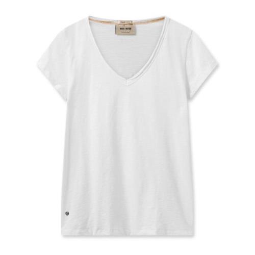 MOS Mosh Enkel Vit V-Hals T-shirt White, Dam