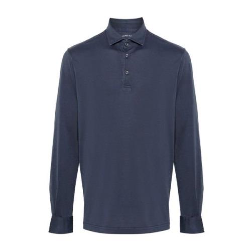 Fedeli Slim Fit Bomull Polo Skjorta Blue, Herr