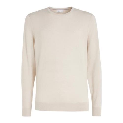 Calvin Klein Herr Merinoull Crew Neck Tröja White, Herr