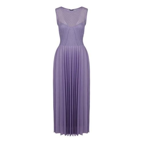 Antonino Valenti Veckad silkesblandad stickad klänning Purple, Dam