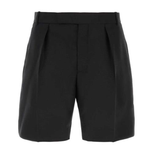 Alexander McQueen Svarta ull Bermuda shorts Black, Herr