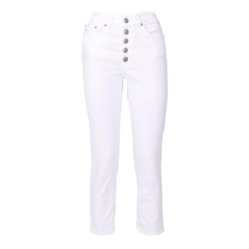 Dondup Vita Korta Jeans i Bomullsblandning White, Dam