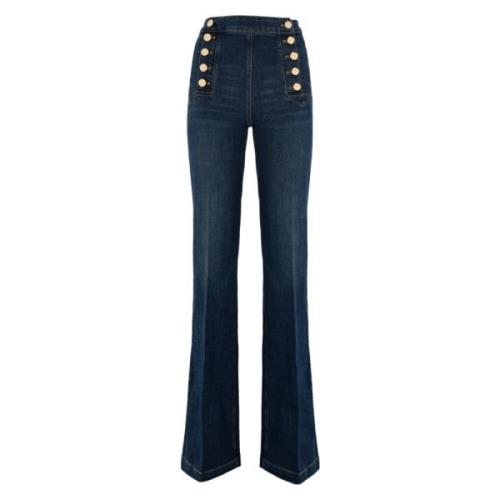 Elisabetta Franchi Palazzo Stil Högmidjade Jeans Blue, Dam