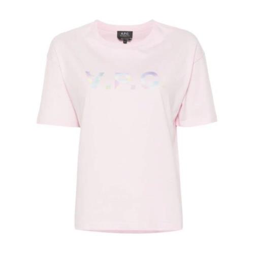 A.p.c. Rosa T-shirt Rak Passform Pink, Dam