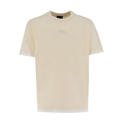 Brioni Broderad bomull T-shirt Beige, Herr