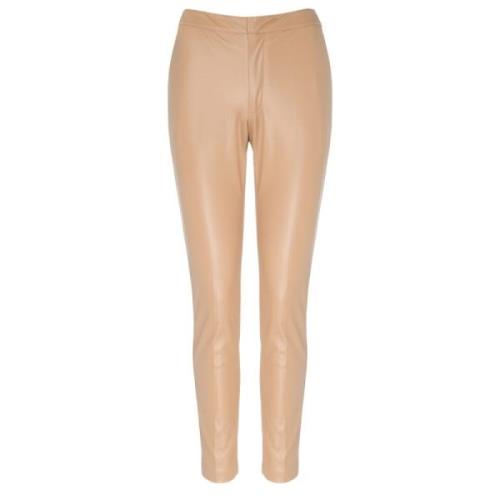 Twinset Högmidjade Skinnybyxor i veganskt läder Beige, Dam