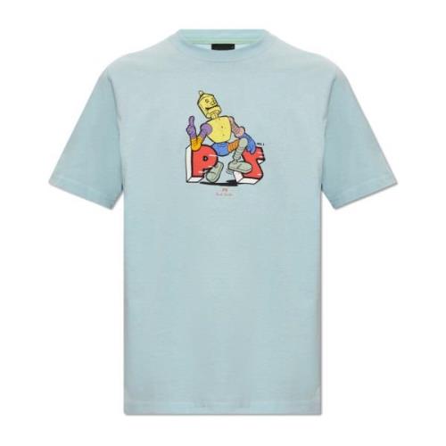 PS By Paul Smith Tryckt T-shirt Blue, Herr