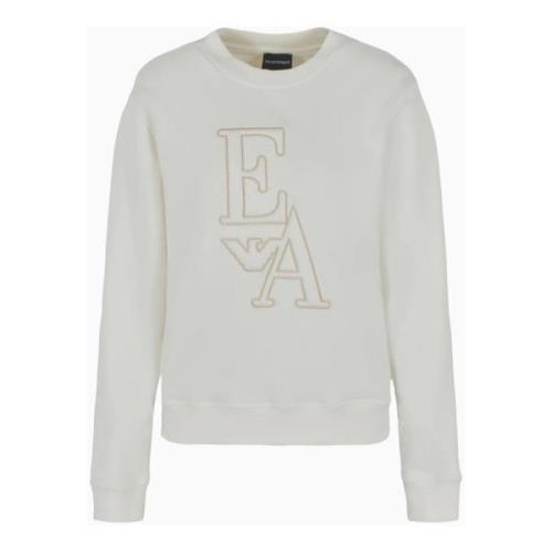 Emporio Armani Ekologisk bomullströja med broderad logotyp White, Dam