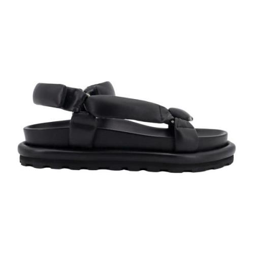 Jil Sander Svarta Lädersandaler med Justerbara Remmar Black, Herr