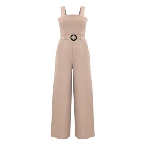 Kocca Jumpsuit med stretchlivstycke och bälte Beige, Dam